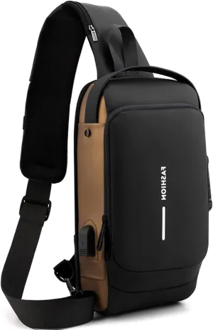 New Anti-Theft Sling Bag For Men & Women With Usb Charging For Sports Travel - Streamlined Design, Waterproof Material