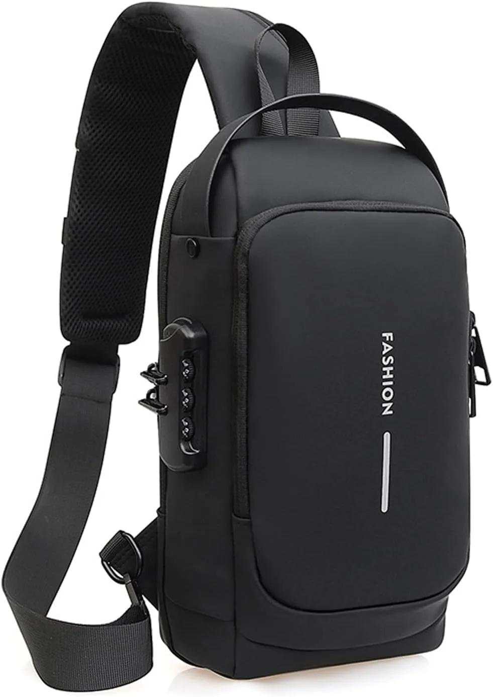 New Carbon Fiber Streamline Anti-Theft Sling Bag,USB Waterproof 2025 Sport Sling Anti Theft Shoulder Backpack（Black)