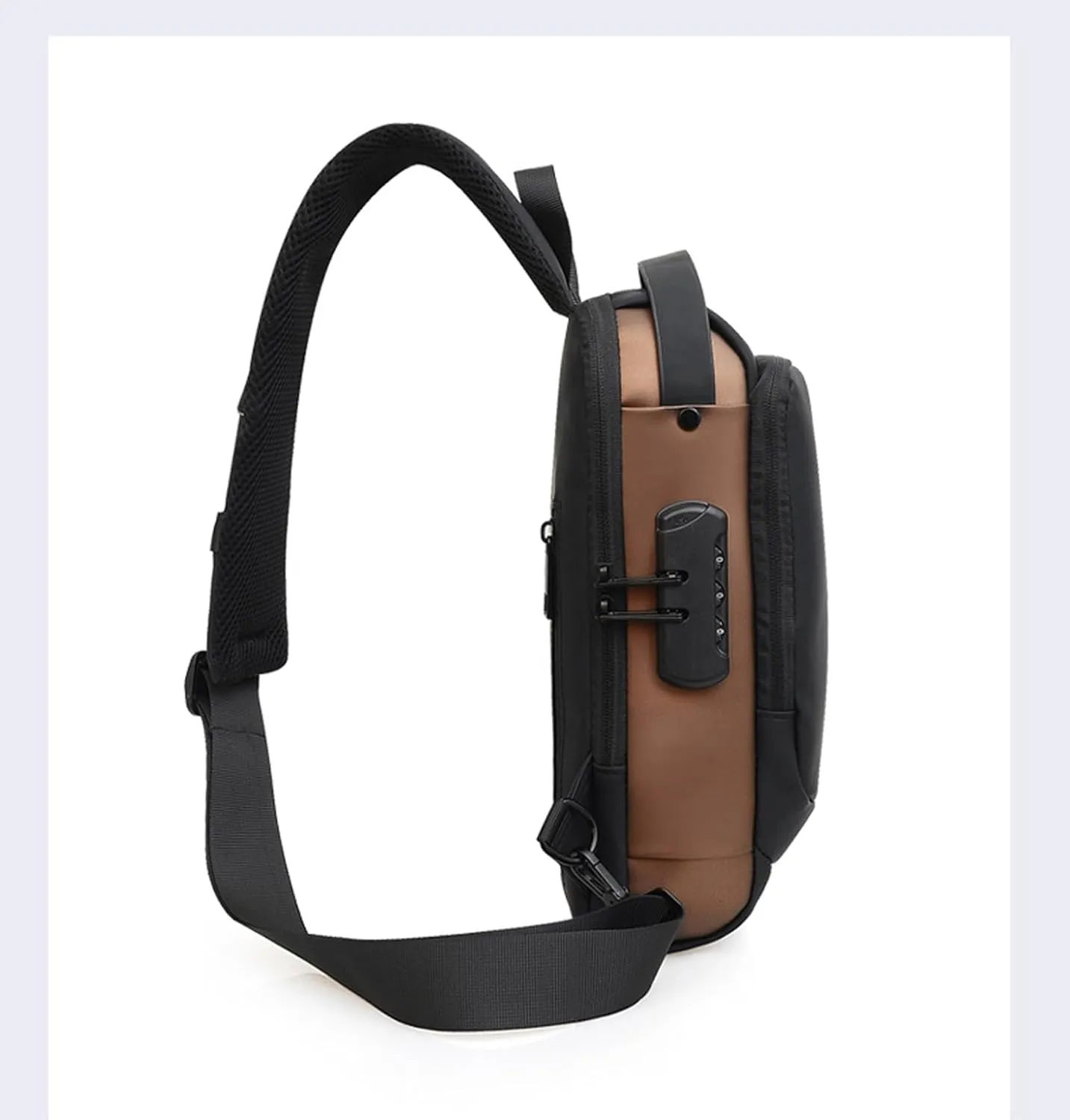 New Carbon Fiber Streamline Anti-Theft Sling Bag,USB Waterproof 2025 Sport Sling Anti Theft Shoulder Backpack（Black)