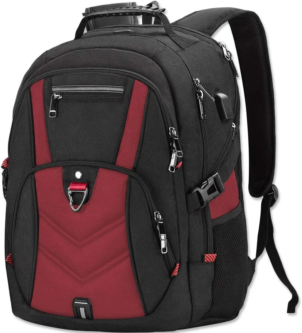 NEWHEY Laptop Backpack 18 Inch Business Travel Backpacks for Men Women Extra Large Waterproof TSA Anti Theft College Bookbags with USB Charging Port 18.4 Gaming Computer Backpack,Deep Red