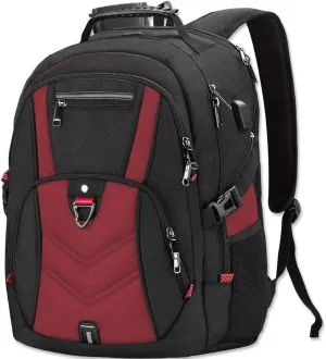 NEWHEY Laptop Backpack 18 Inch Business Travel Backpacks for Men Women Extra Large Waterproof TSA Anti Theft College Bookbags with USB Charging Port 18.4 Gaming Computer Backpack,Deep Red