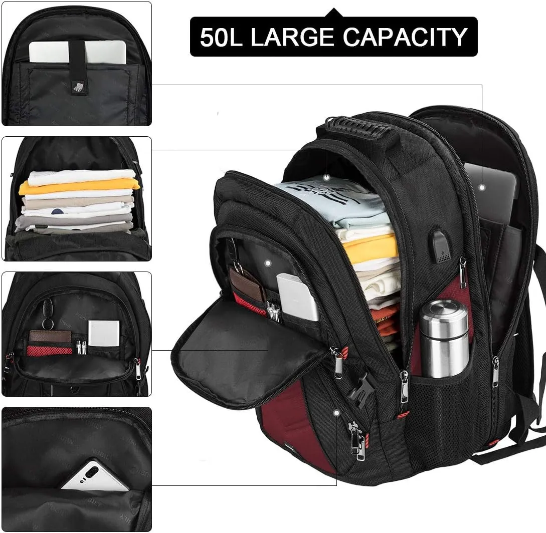NEWHEY Laptop Backpack 18 Inch Business Travel Backpacks for Men Women Extra Large Waterproof TSA Anti Theft College Bookbags with USB Charging Port 18.4 Gaming Computer Backpack,Deep Red