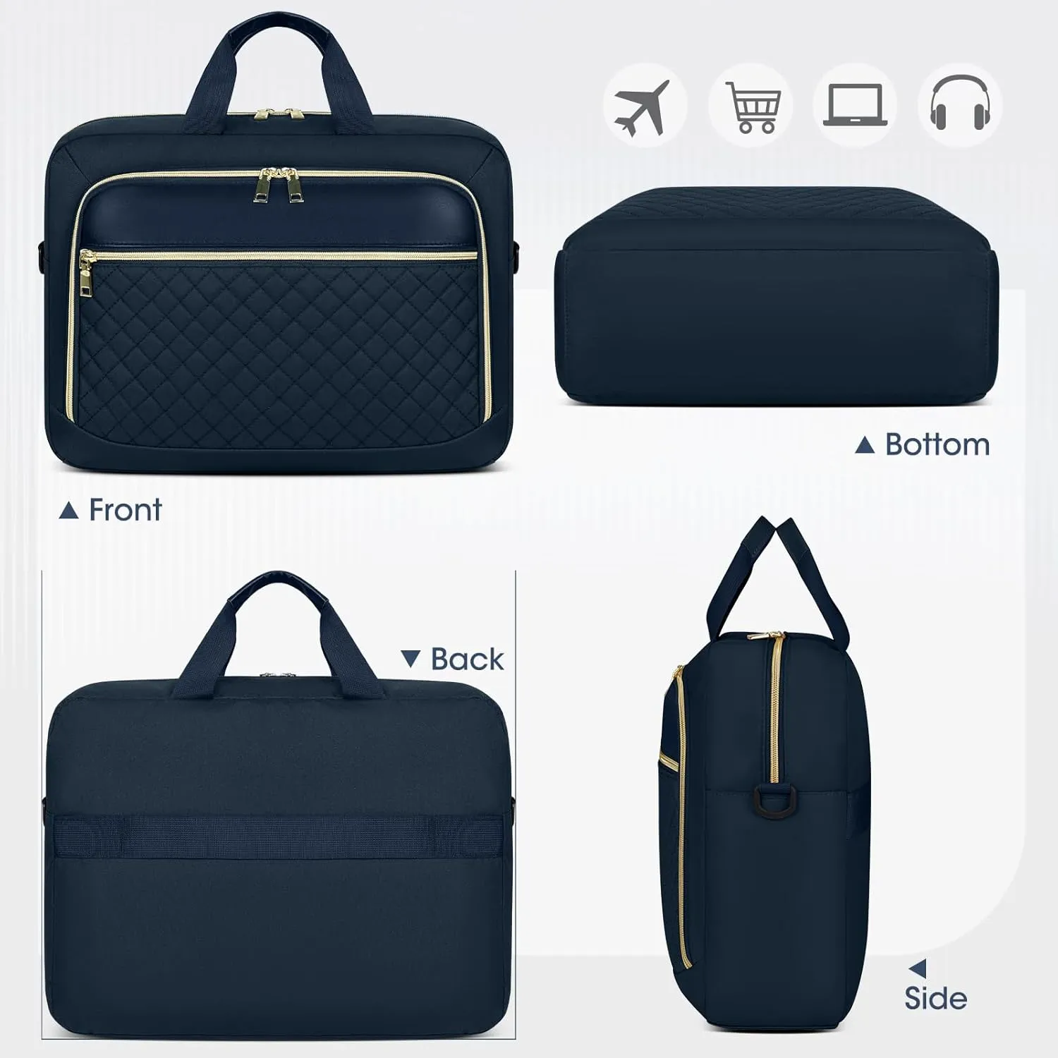 NEWHEY Laptop Bag 17.3 Inch Laptop Briefcase for Women Men Waterproof Shoulder Messenger Bag Large Computer Bag for Business Office Work College, Dark Blue