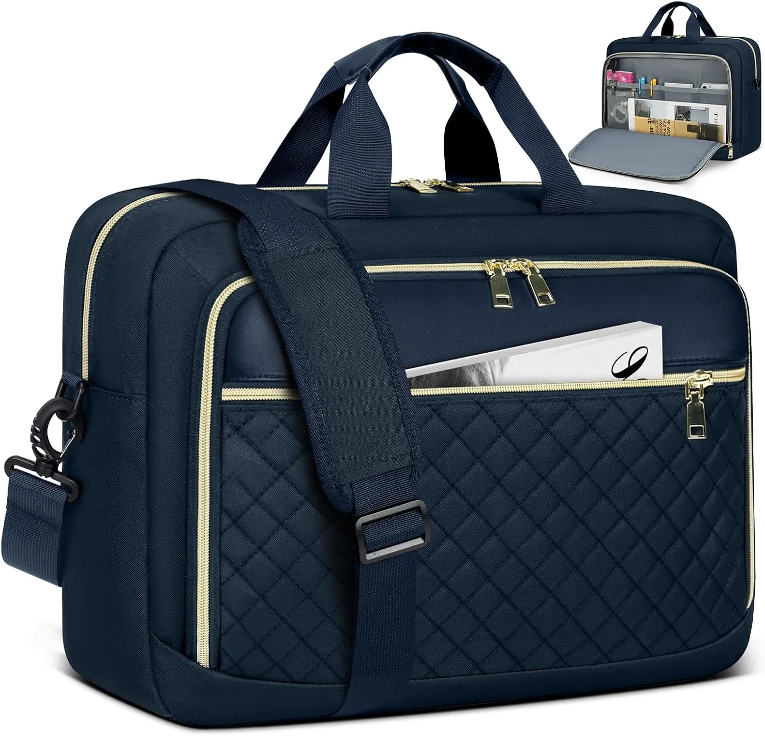 NEWHEY Laptop Bag 17.3 Inch Laptop Briefcase for Women Men Waterproof Shoulder Messenger Bag Large Computer Bag for Business Office Work College, Dark Blue