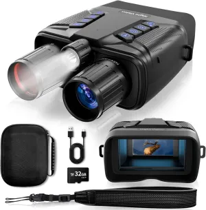 Night Vision Goggles - 4K Night Vision Binoculars for Adults, 1986FT Viewing Range Infrared with 5000mAh Battery, Includes 32GB Micro SD Card, Ideal for Camping, Hunting & Security, Black