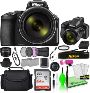 Nikon COOLPIX P950 Superzoom Digital Camera | 83x Optical Zoom Bridge Camera with 4K UHD Video with 64GB Ultra SD Card   Large Camera Bag   Filter Kit   Spare Battery   Telephoto Lens   More