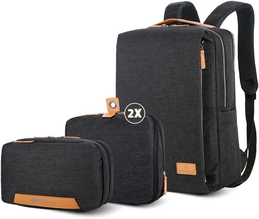 Nordace Siena Starter Set (Black) - Adults Unisex Traveler's Minimalist Rectangular Messenger Backpack Set