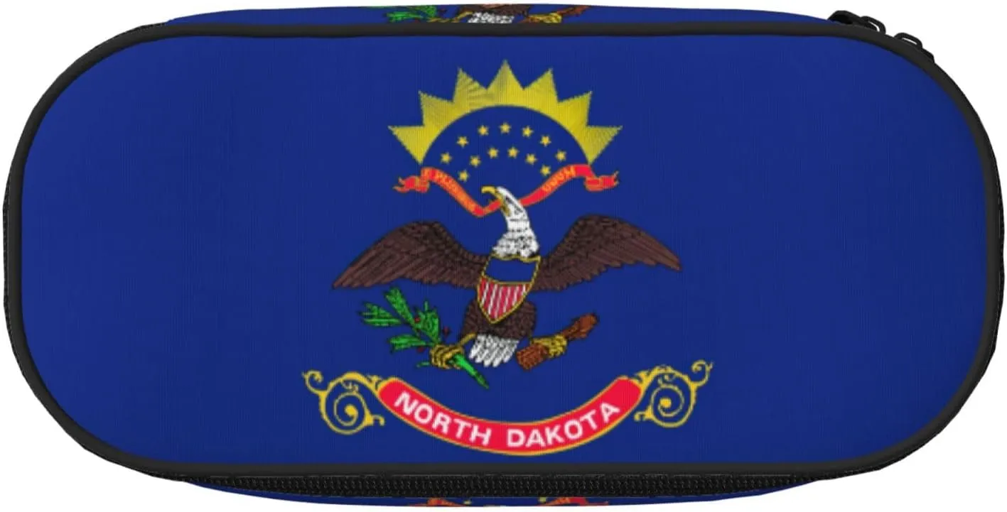 North Dakota State Flag Print Simple rectangle Pen bag Storage case for Office supplies,cosmetics,toiletries