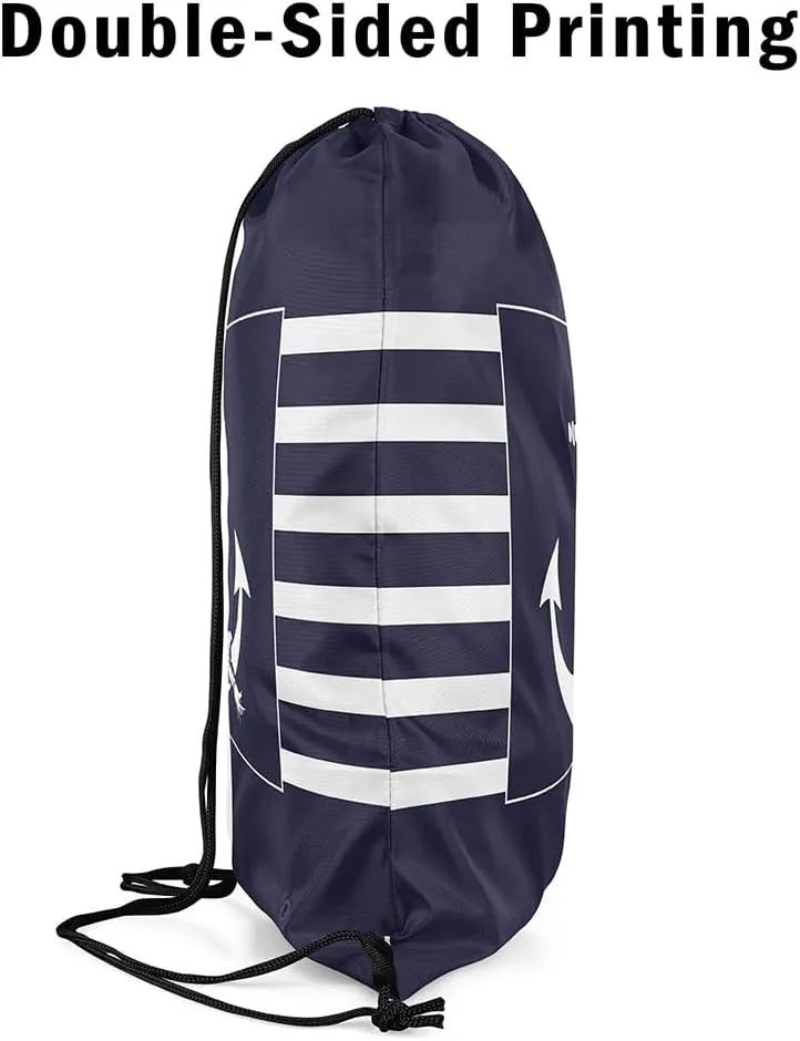 Ocean Anchor Drawstring Backpack 13"x16" Nautical Theme Modern Simple Style Gym Sports Cinch Bag Sackpack for Women Men Patchwork Geometric Plaid Stripes Drawstring Bag for Yoga