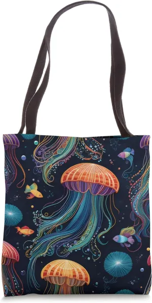 Ocean Jellyfish Fish Boho-Chic Boho Fantasy Bohemian Decor Tote Bag