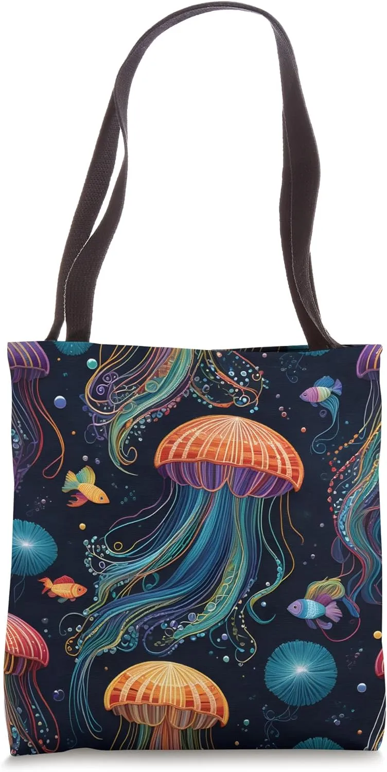 Ocean Jellyfish Fish Boho-Chic Boho Fantasy Bohemian Decor Tote Bag