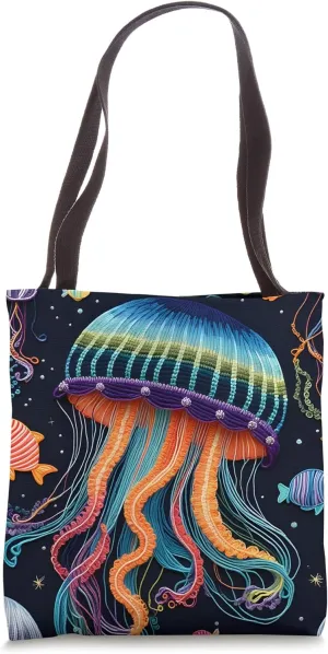 Ocean Jellyfish Fish Boho-Chic Boho Fantasy Bohemian Decor Tote Bag