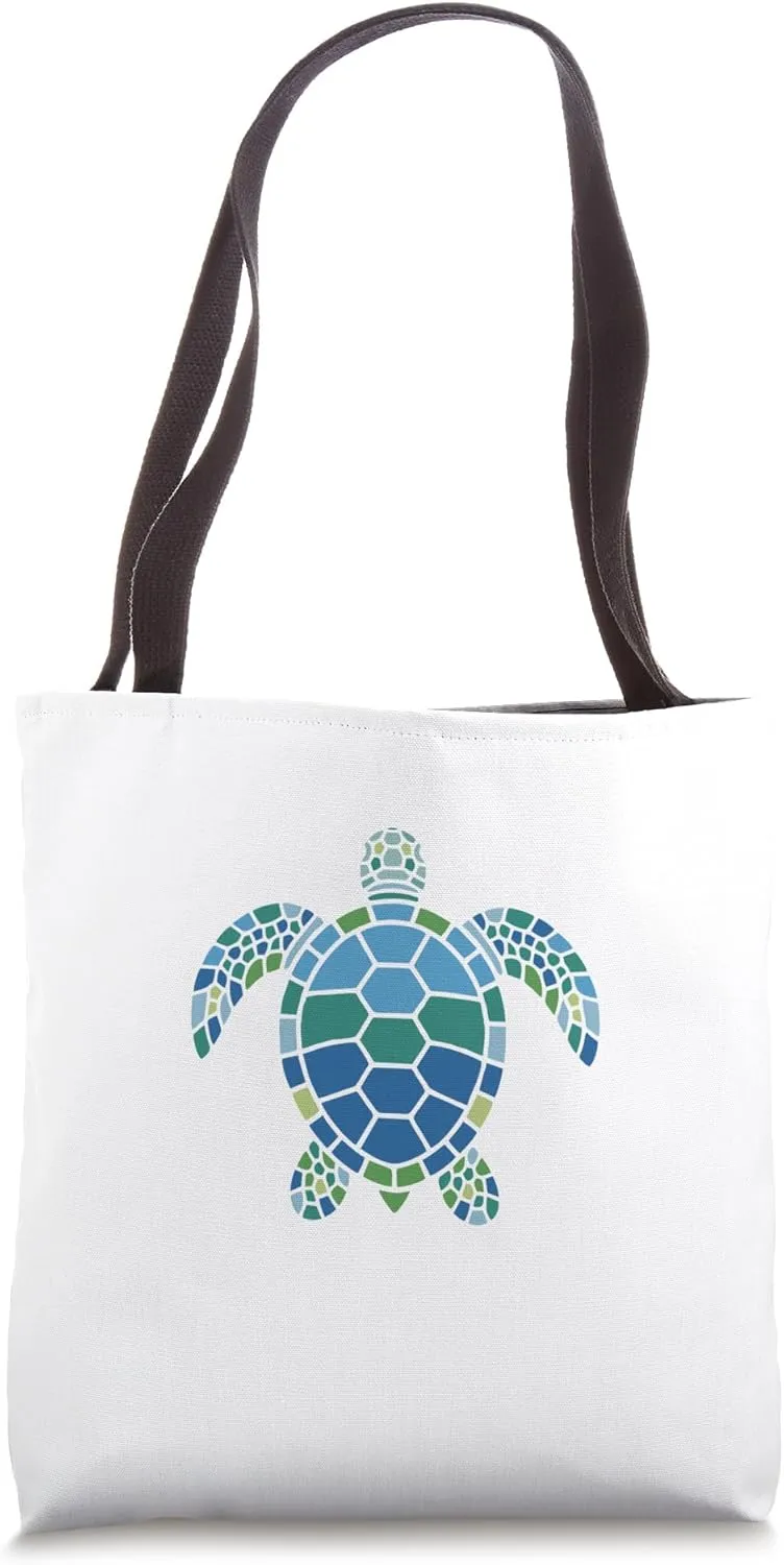 Ocean Mosaic Colorful Sea Turtle Coastal Apparel Tote Bag