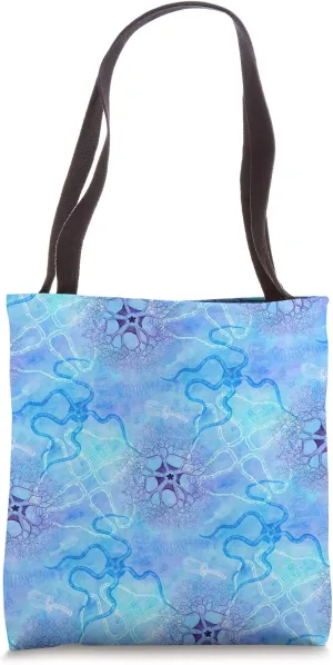 Ocean Plankton and Brittle Star Blue Aqua Pattern Tote Bag