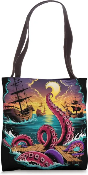 Octopus Kraken Pirate Invasion from Below Tote Bag