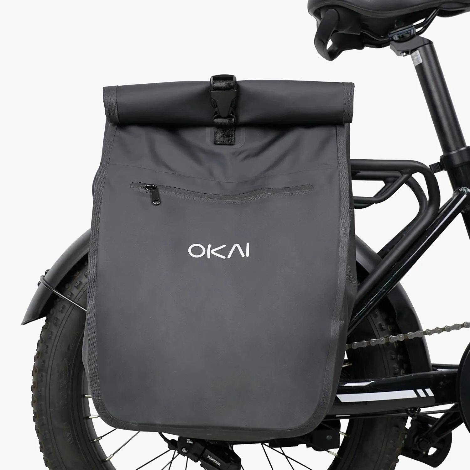 OKAI Bike Panniers Bags, Waterproof Bike Bag for Rear Rack, Max 20L Large Capacity Bike Storage Backpack for Cycling, Bicycle Accessories, Black Nylon