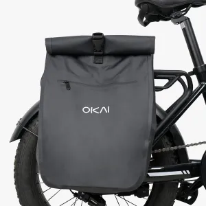OKAI Bike Panniers Bags, Waterproof Bike Bag for Rear Rack, Max 20L Large Capacity Bike Storage Backpack for Cycling, Bicycle Accessories, Black Nylon