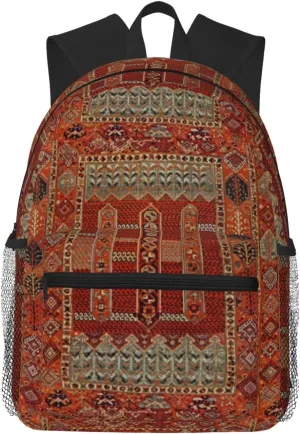 Oriental Rug Design In Orange Lightweight Packable Backpack Travel Casual Hiking Daypack Foldable Backpack For Men Women