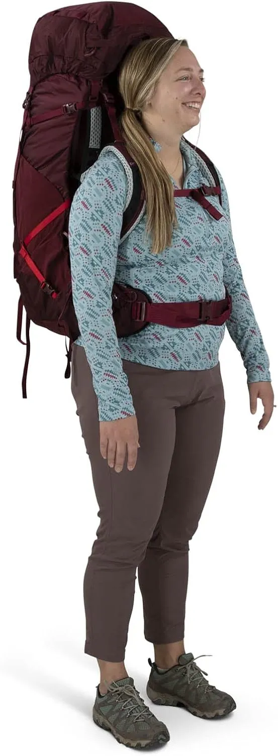 Osprey Aura AG LT 65L Women's Backpacking Backpack, Black, WXS/S