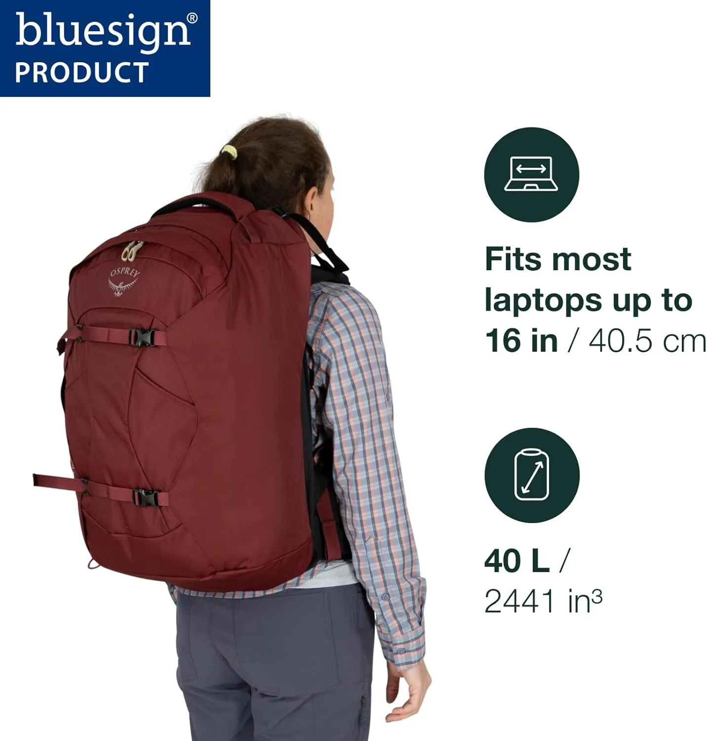 Osprey Fairview 40L Women's Travel Backpack, Zircon Red