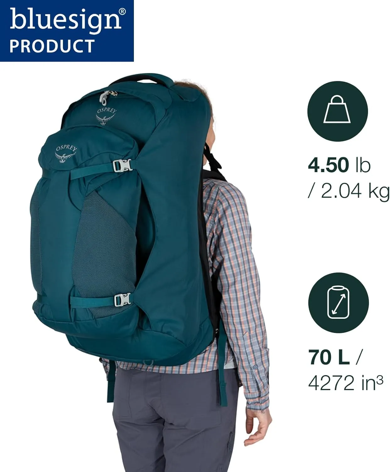 Osprey Fairview 70L Women's Travel Backpack, Night Jungle Blue
