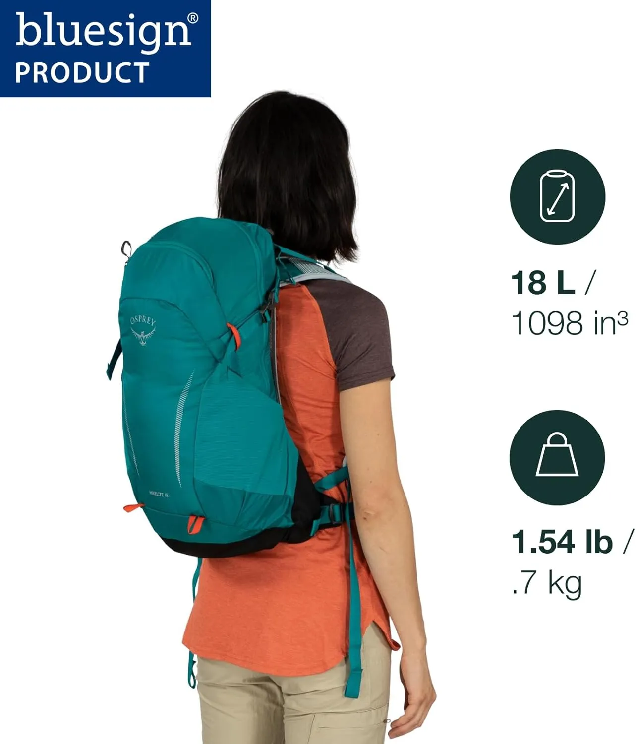 Osprey Hikelite 18L Unisex Hiking Backpack, Pine Leaf Green