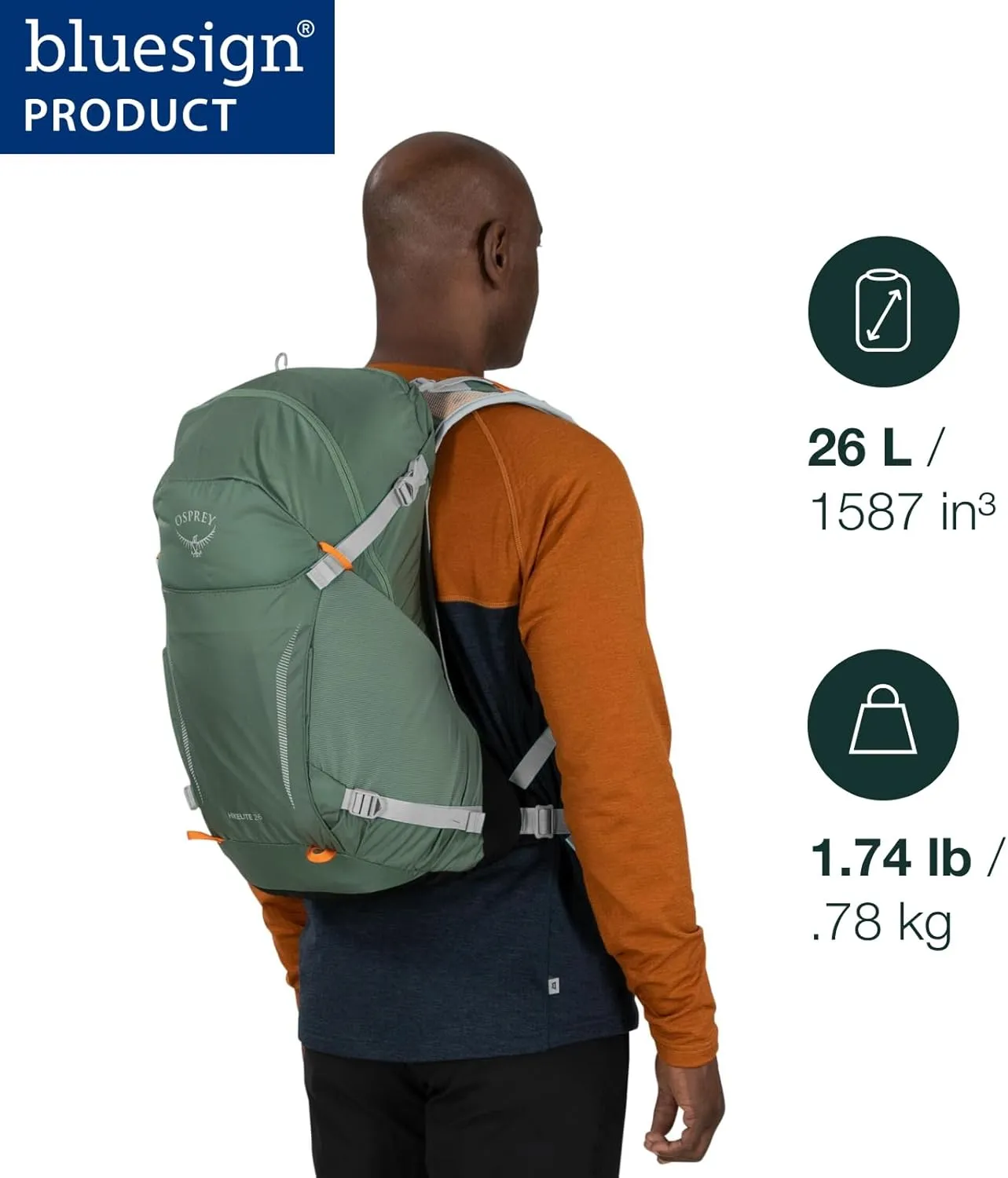 Osprey Hikelite 26L Unisex Hiking Backpack, Black