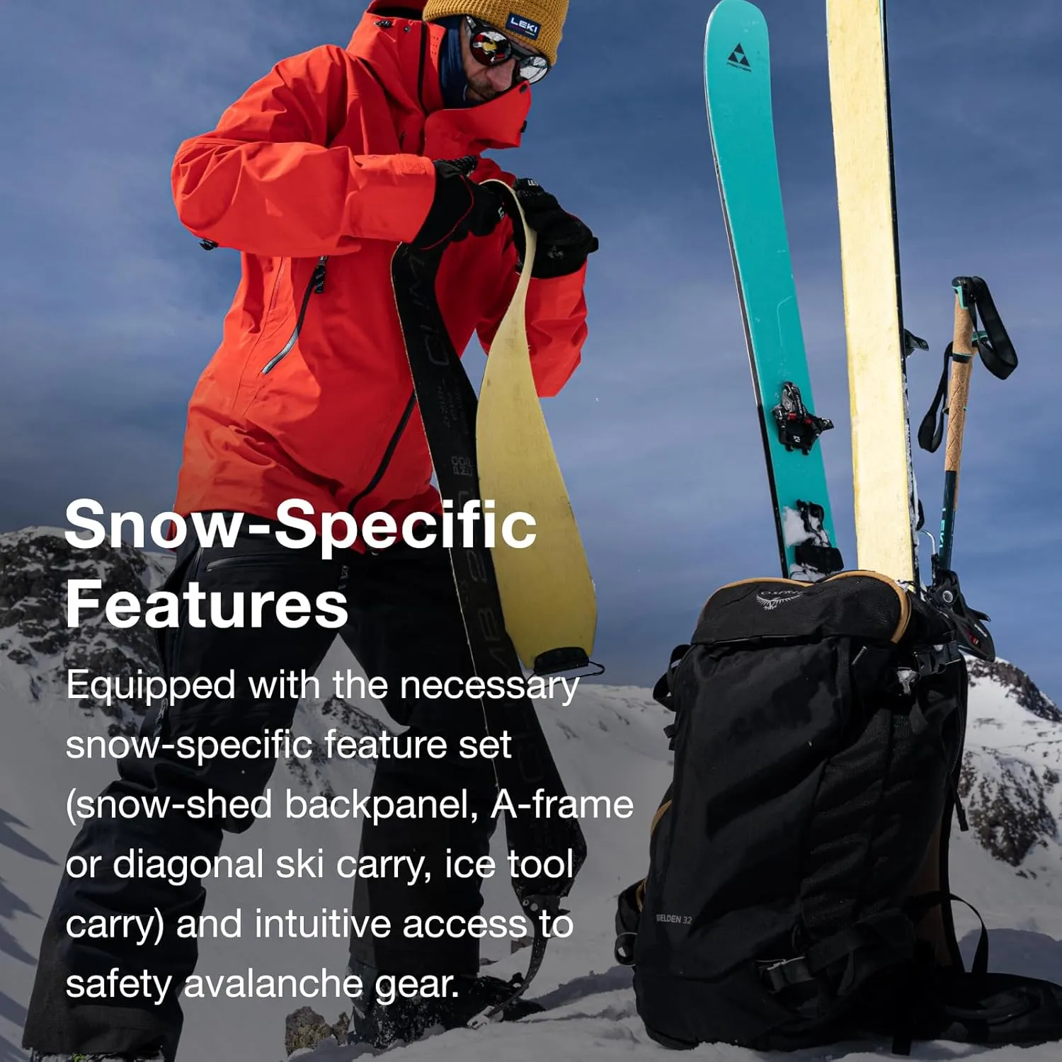 Osprey Soelden 22L Men's Ski and Snowboard Backpack, Artisan Yellow