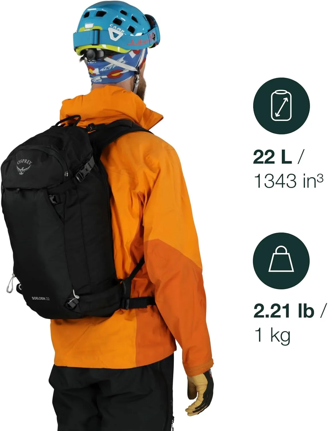 Osprey Soelden 22L Men's Ski and Snowboard Backpack, Artisan Yellow