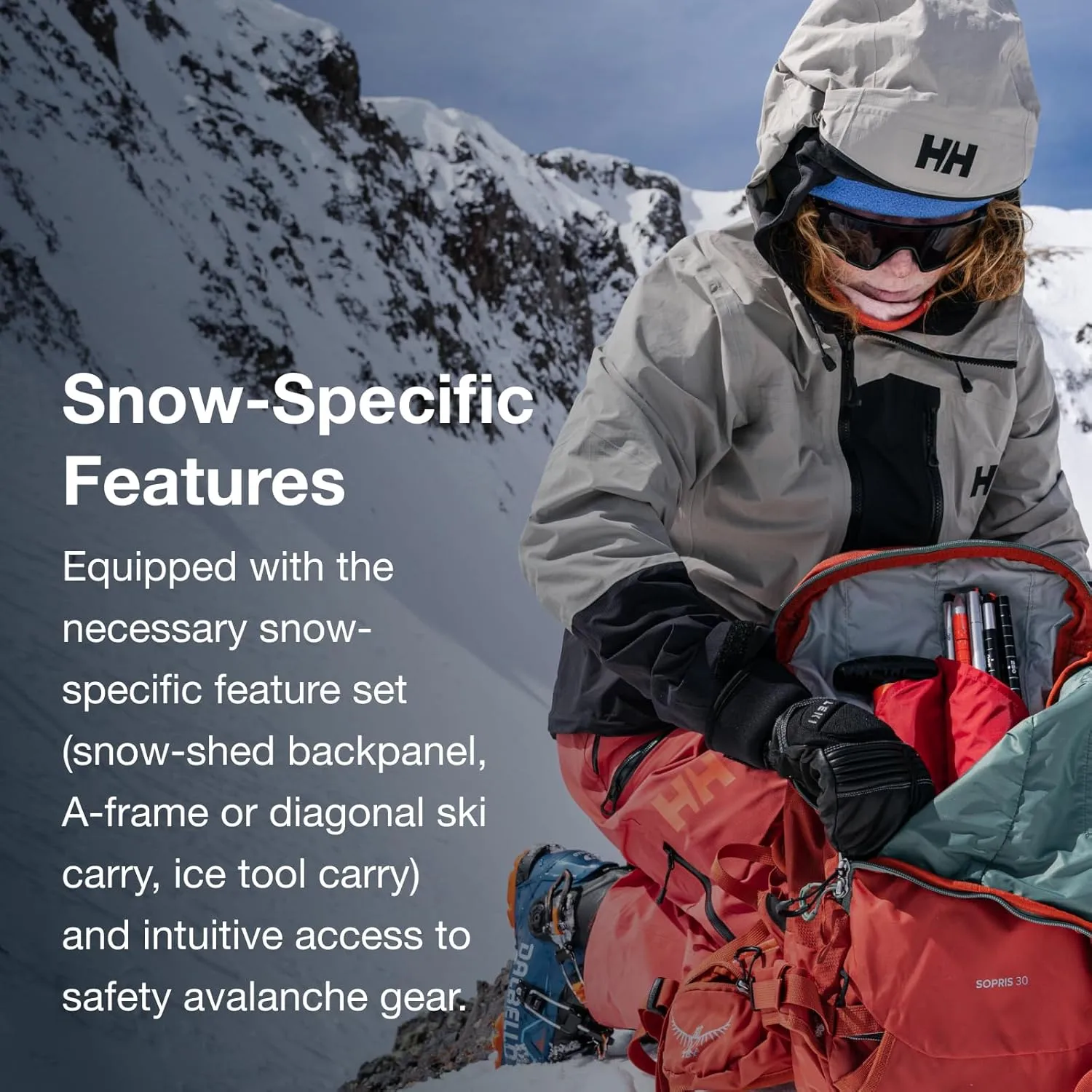 Osprey Sopris 20L Ski and Snowboard Backpack, Emberglow Orange