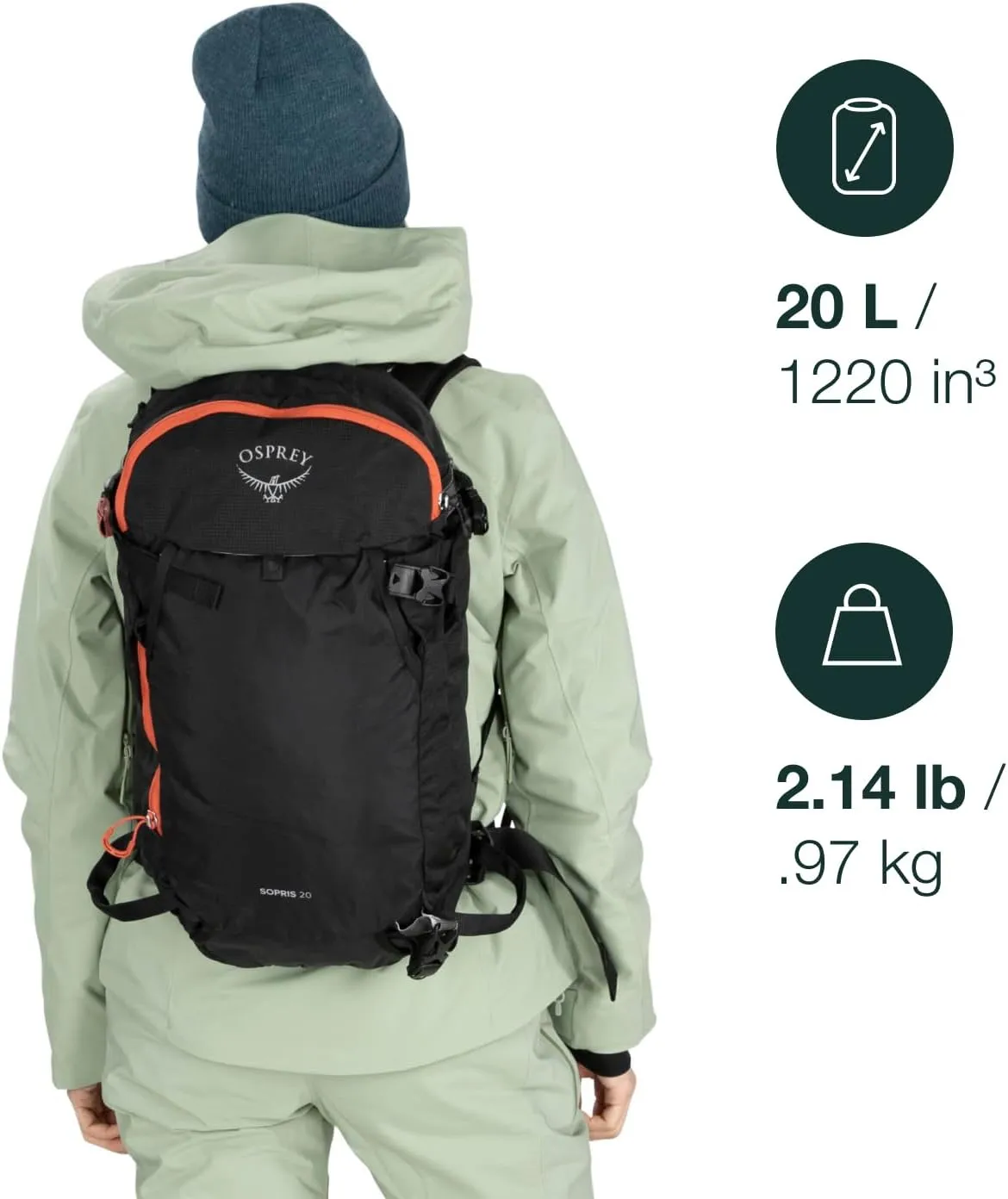 Osprey Sopris 20L Ski and Snowboard Backpack, Emberglow Orange