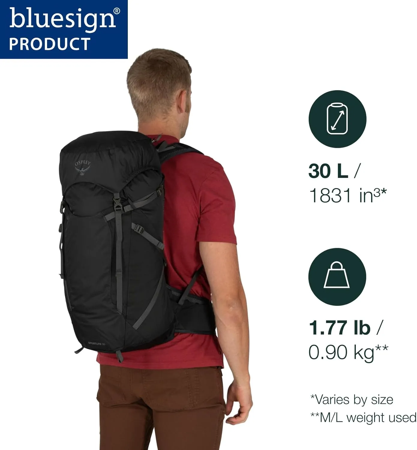 Osprey Sportlite 30L Unisex Lightweight Hiking Backpack, Alkaline/Hotspot Pink, M/L