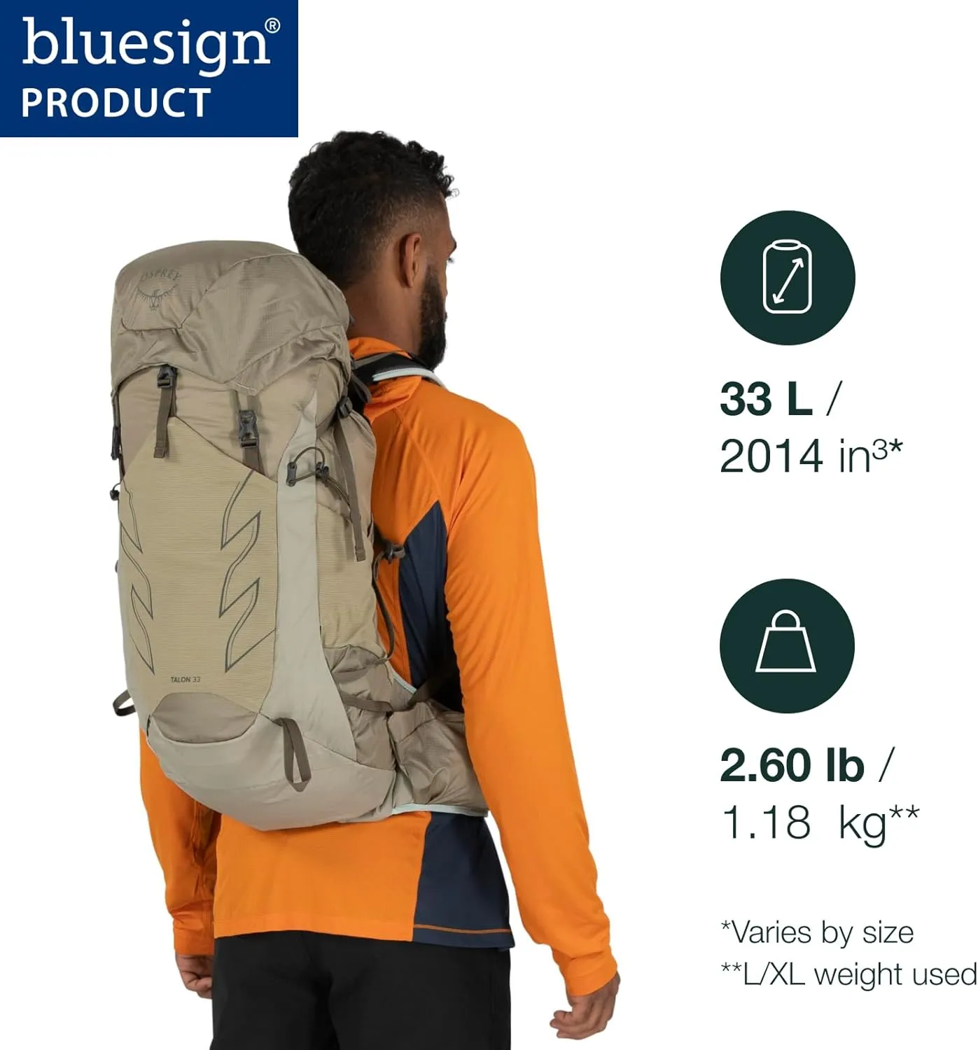 Osprey Talon 33L Men's Hiking Backpack with Hipbelt, Eclipse Grey, L/XL