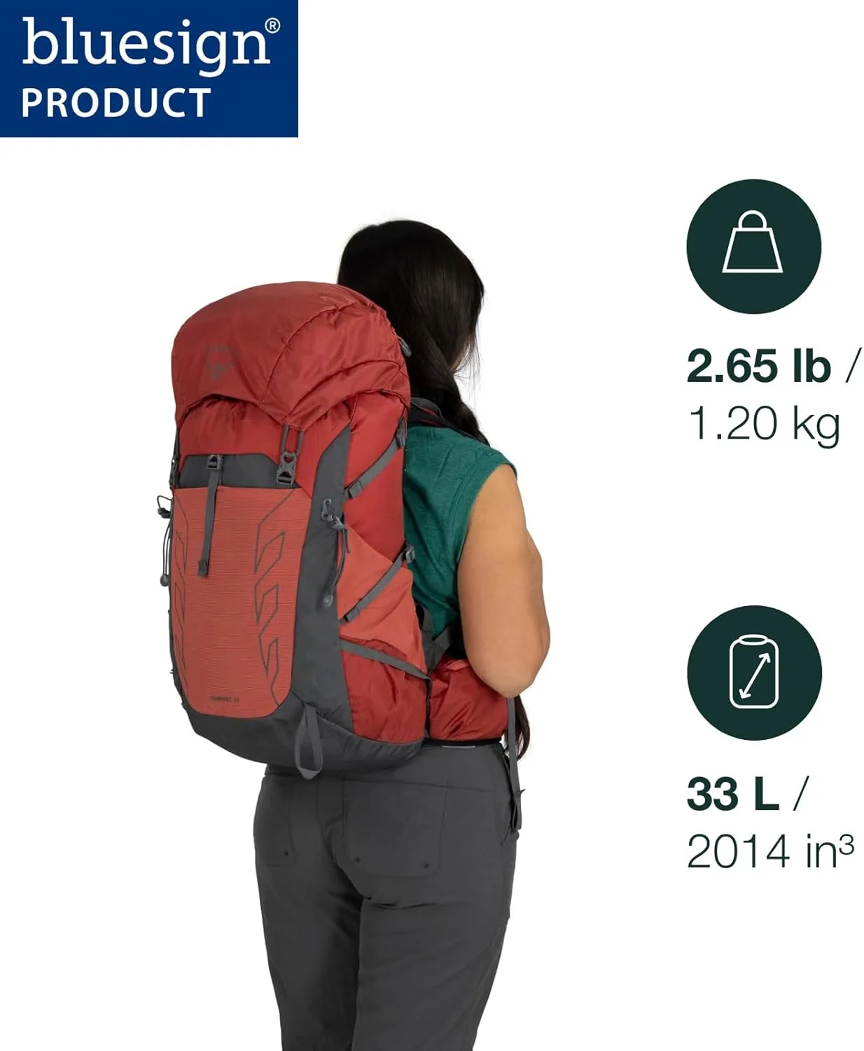 Osprey Tempest 33L Women's Lightweight Hiking Backpack with Hipbelt, Red Pampas/Coal Grey