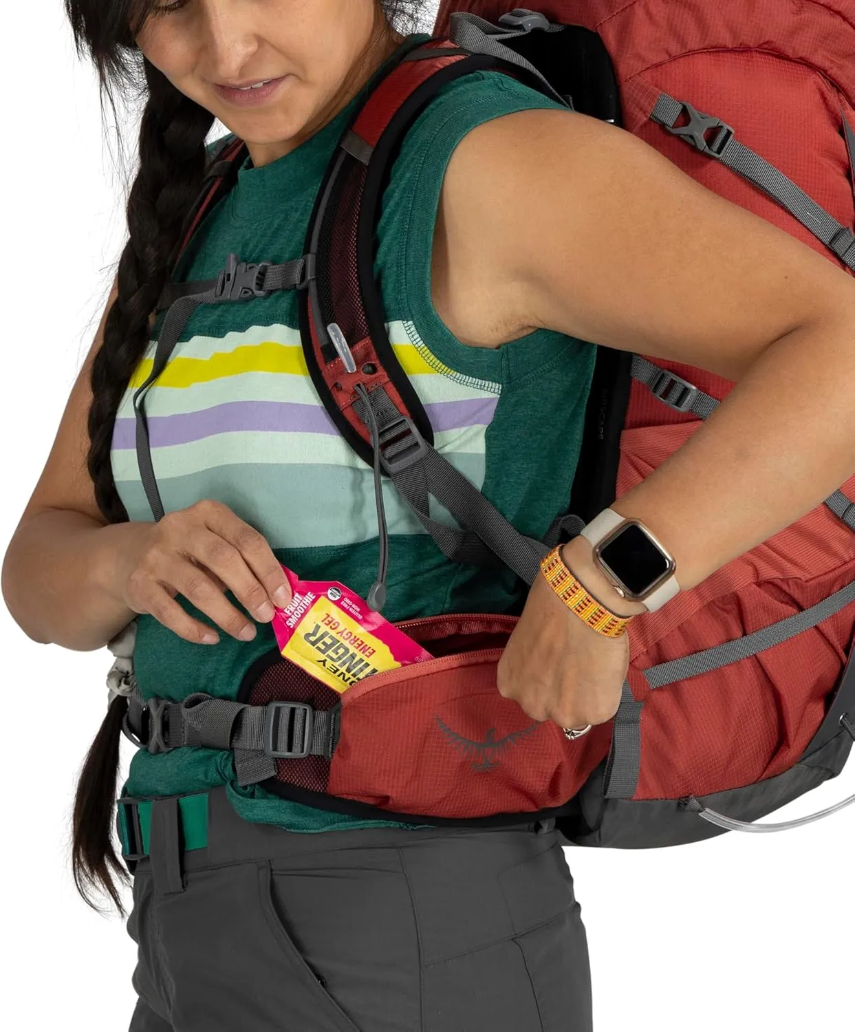 Osprey Tempest 33L Women's Lightweight Hiking Backpack with Hipbelt, Red Pampas/Coal Grey
