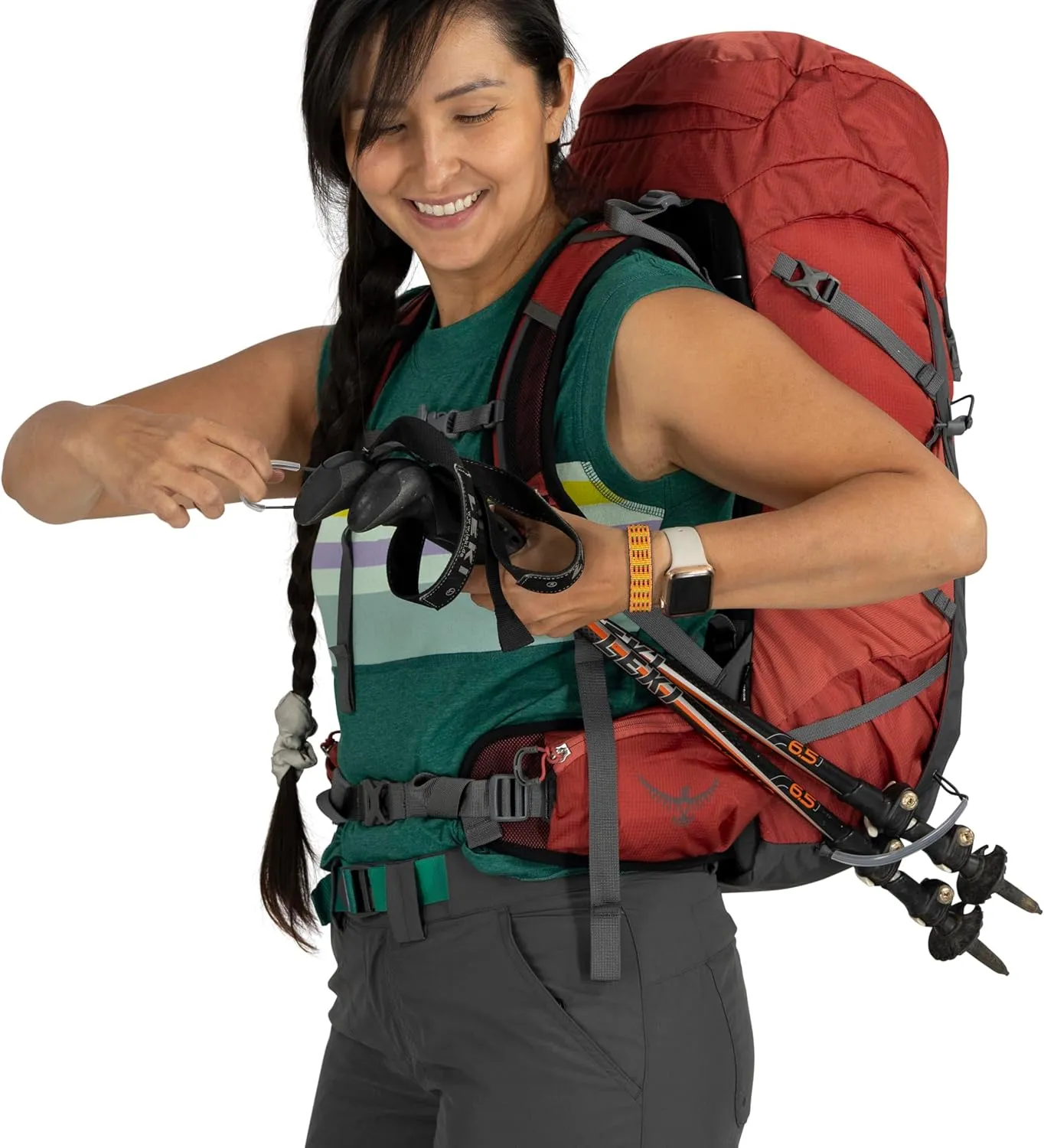 Osprey Tempest 33L Women's Lightweight Hiking Backpack with Hipbelt, Red Pampas/Coal Grey