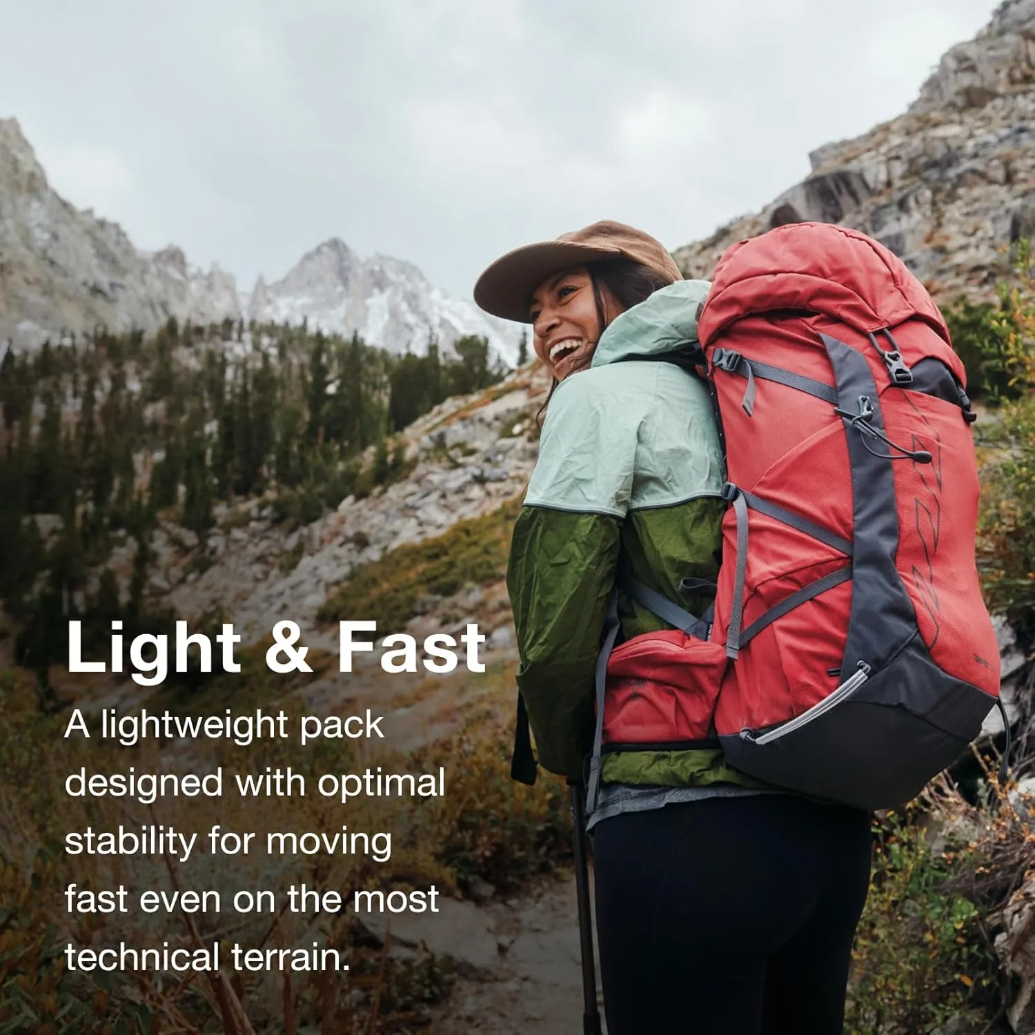 Osprey Tempest 33L Women's Lightweight Hiking Backpack with Hipbelt, Red Pampas/Coal Grey