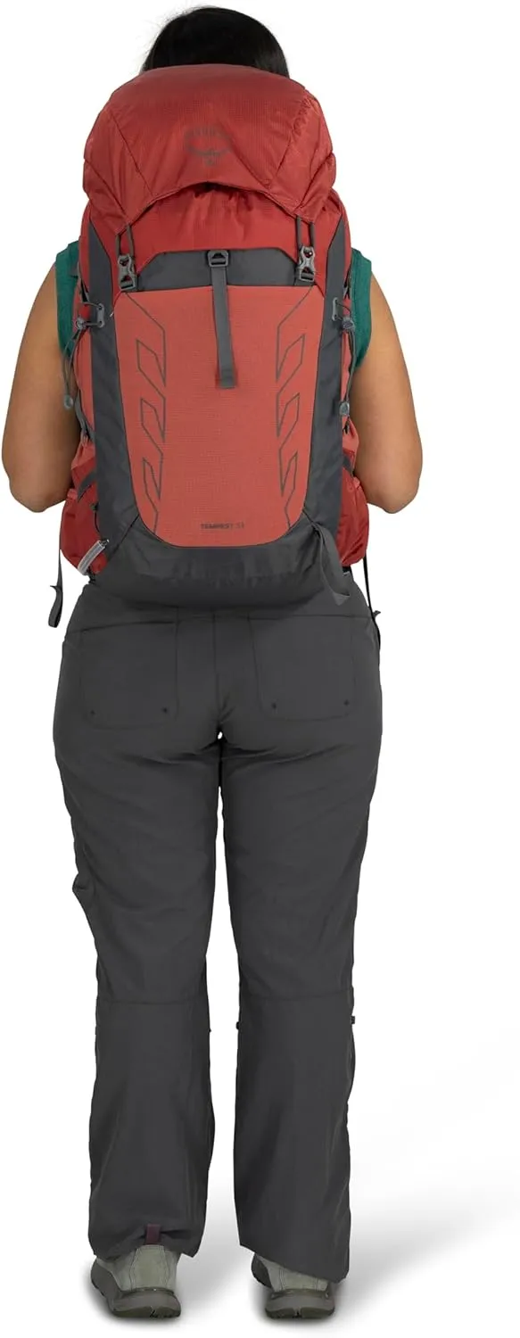 Osprey Tempest 33L Women's Lightweight Hiking Backpack with Hipbelt, Red Pampas/Coal Grey