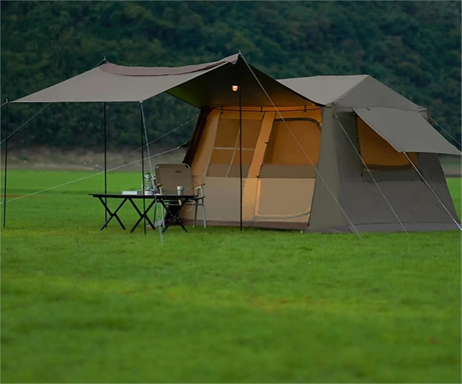 Outdoor Ridge Tent Portable Camping Black Glue Camping Quick-Open Folding Rainproof Tent