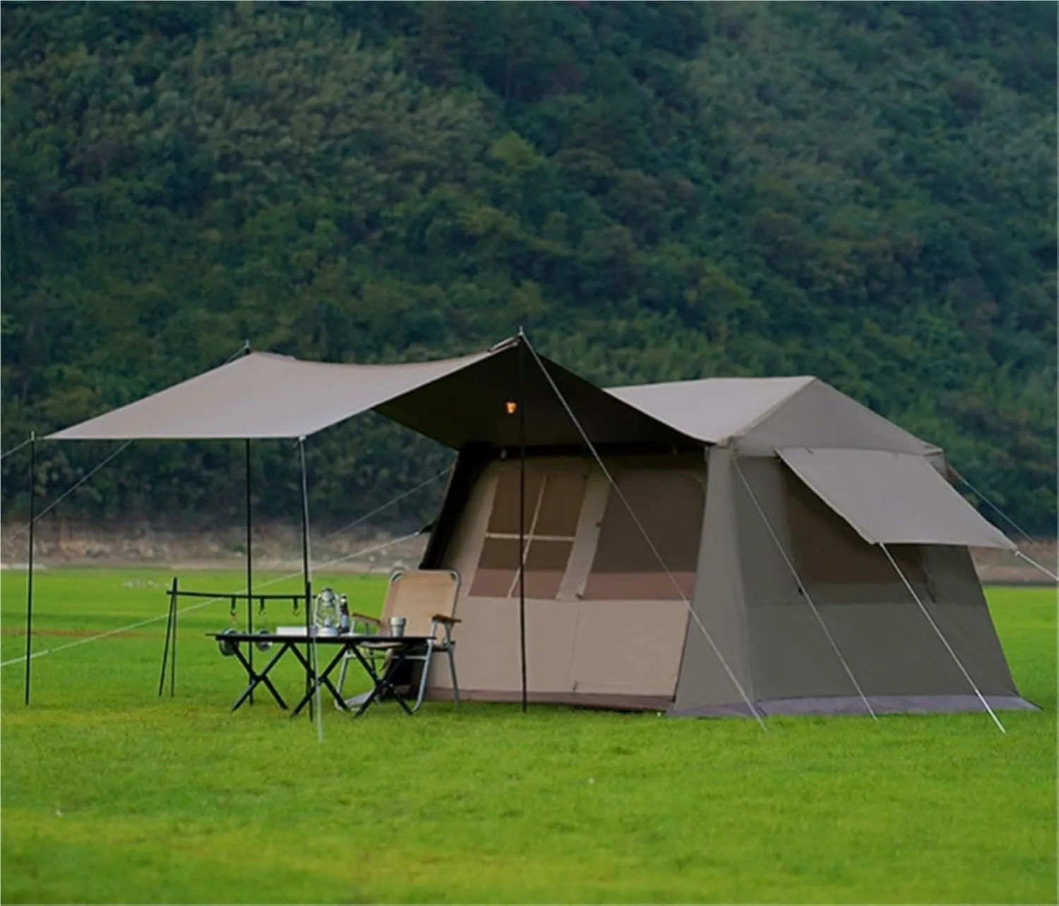 Outdoor Ridge Tent Portable Camping Black Glue Camping Quick-Open Folding Rainproof Tent
