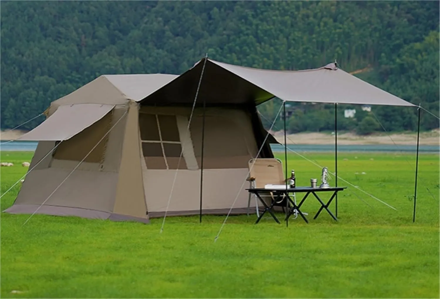 Outdoor Ridge Tent Portable Camping Black Glue Camping Quick-Open Folding Rainproof Tent