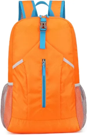 Outdoor splash proof sports backpack foldable storage bag large capacity backpack (blue)