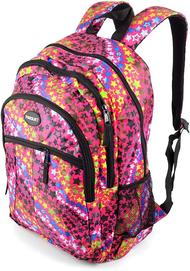Parquet Travel Backpack For Outdoors,Luggage,Laptops - Adults Sports Bookbag, Stars, (Pink)