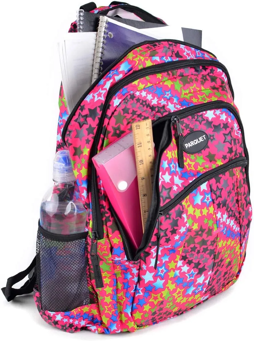 Parquet Travel Backpack For Outdoors,Luggage,Laptops - Adults Sports Bookbag, Stars, (Pink)