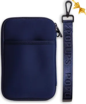 Passport Travel Wallet for Women - Large Multiple Document Organizer and Holder with Wristlet - Deep Blue