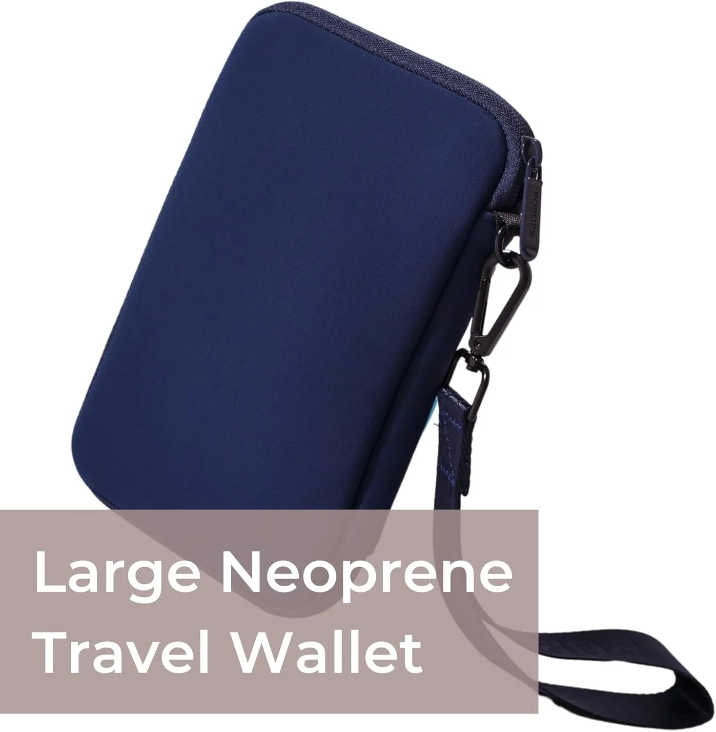 Passport Travel Wallet for Women - Large Multiple Document Organizer and Holder with Wristlet - Deep Blue