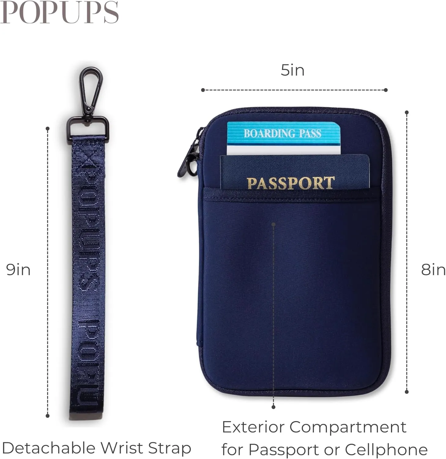 Passport Travel Wallet for Women - Large Multiple Document Organizer and Holder with Wristlet - Deep Blue