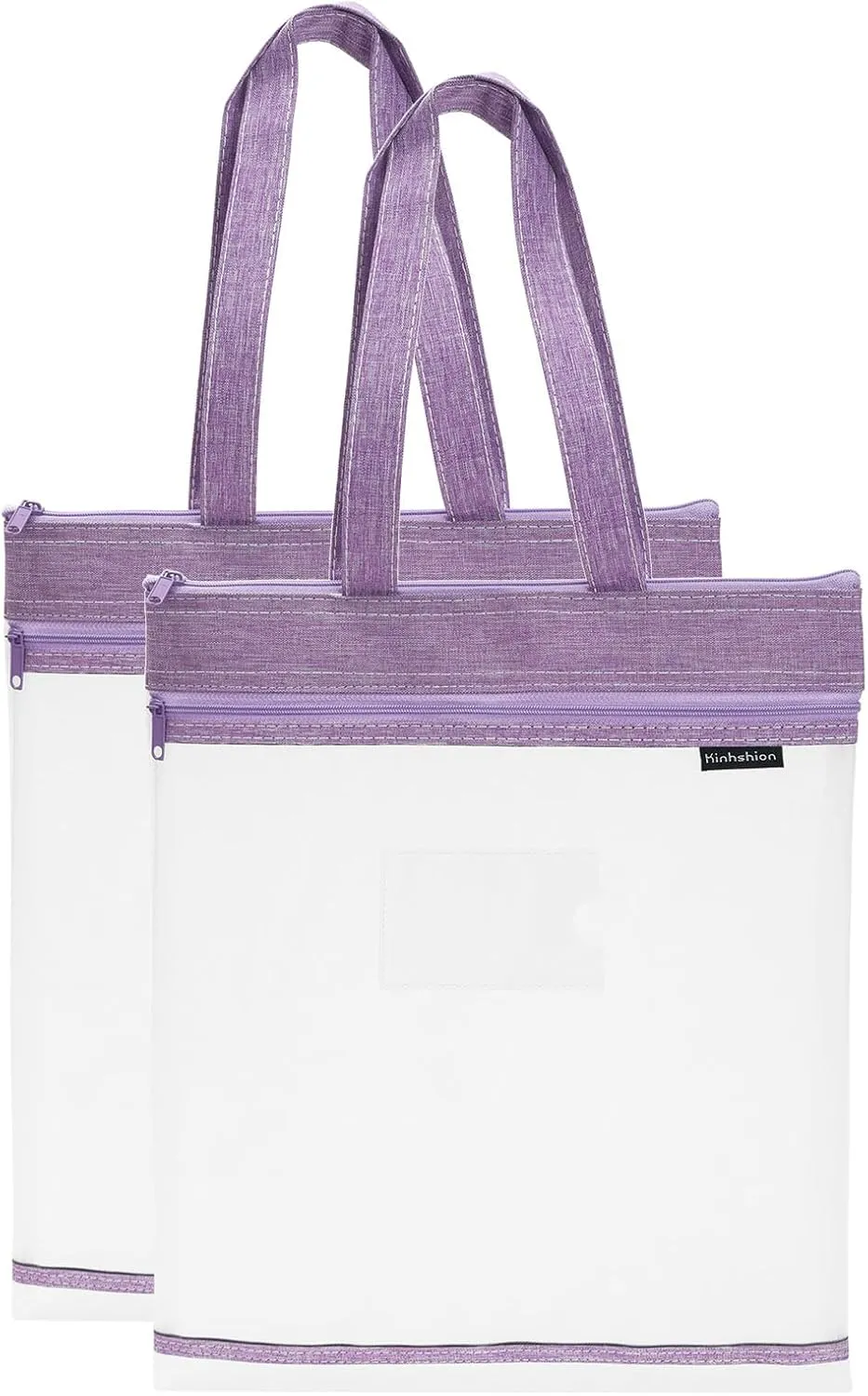 PATIKIL Nylon Document Bag, 2 Pack Mesh Transparent Handbag Paper File Tote Pouch for Business Office, Purple