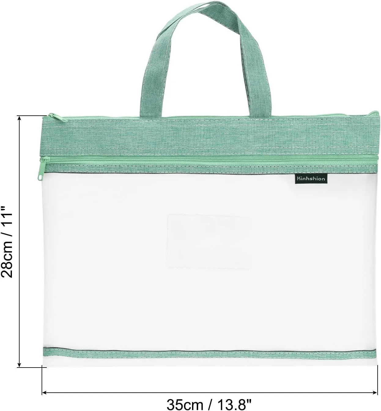 PATIKIL Nylon Document Bag with Handle 2 Pack Mesh Transparent Handbag Paper File Tote Pouch for Office, Blue, Green