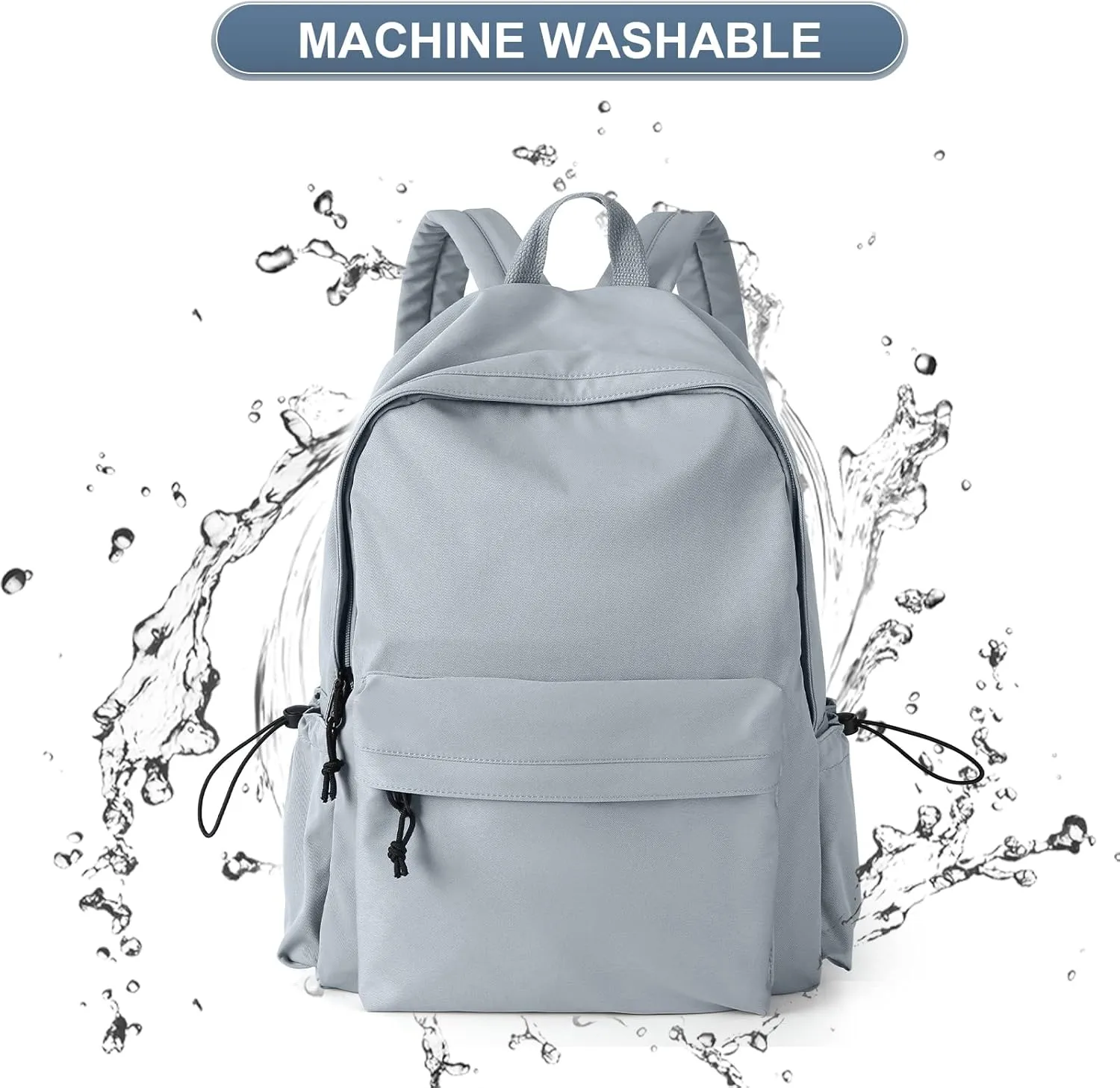 PAUBACK Blue School Backpack for Girls Water Resistant High School Book Bag Simple Backpack for Teens Boys Girls, Lightweight Simple Middle School Back Pack Daypack